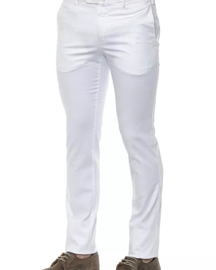 PT Torino White Cotton Men Slim Trouser