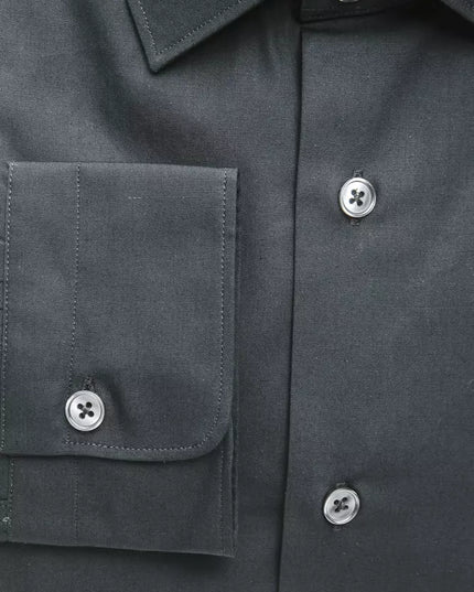 Robert Friedman Black Cotton Men's Slim Shirt