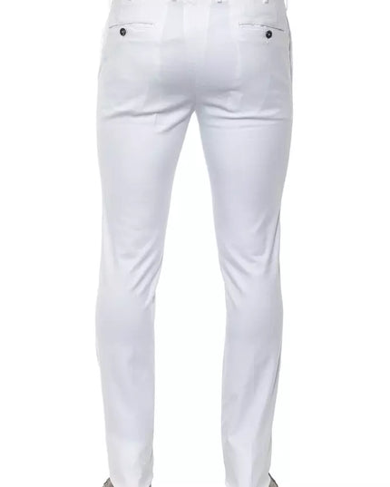 PT Torino White Cotton Men Slim Trouser