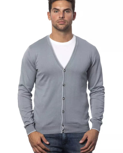Verri Gray Cotton Men Cardigan
