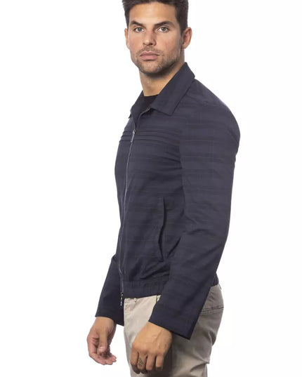 Verri Blue Wool Men Bomber Jacket