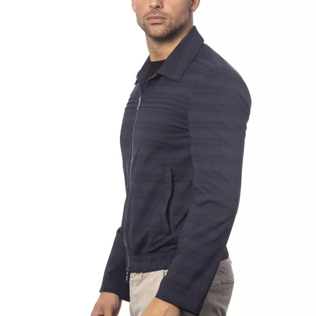 Verri Blue Wool Men Bomber Jacket