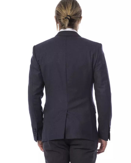 Verri Elegant Blue Wool Single-Breasted Blazer