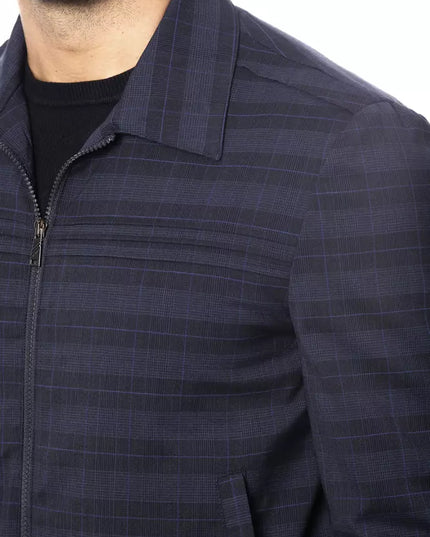 Verri Blue Wool Men Bomber Jacket