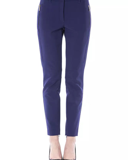 BYBLOS Blue Polyester Women's Slim Fit Pant