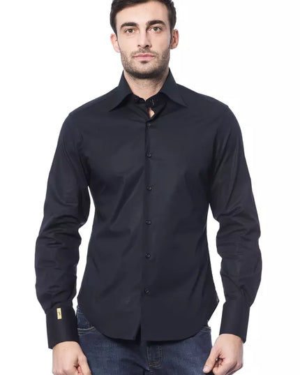 Billionaire Italian Couture Blue Cotton Men Shirt