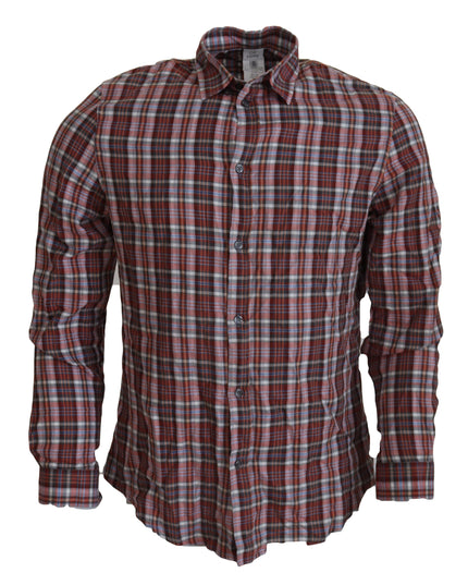 GF Ferre Multicolor Checkered Cotton Long Sleeves Casual Shirt