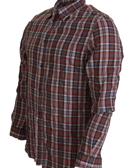 GF Ferre Multicolor Checkered Cotton Long Sleeves Casual Shirt