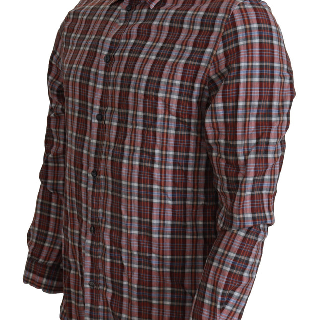 GF Ferre Multicolor Checkered Cotton Long Sleeves Casual Shirt