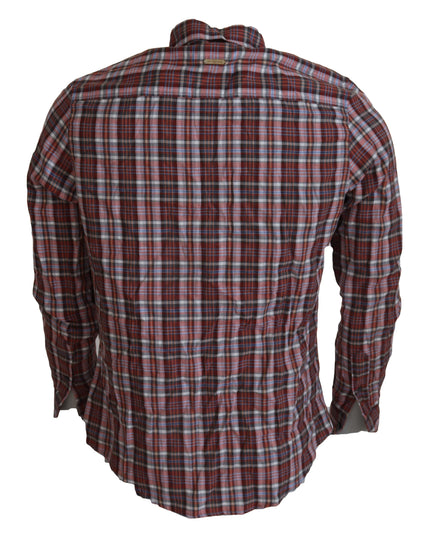 GF Ferre Multicolor Checkered Cotton Long Sleeves Casual Shirt