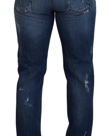 Dolce & Gabbana Blue Cotton Tattered Men Denim Jeans