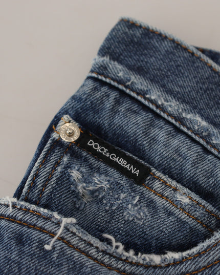 Dolce & Gabbana Blue Cotton Tattered Men Denim Jeans