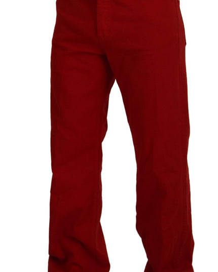 Dolce & Gabbana Red Cotton Straight Fit Men Denim Jeans