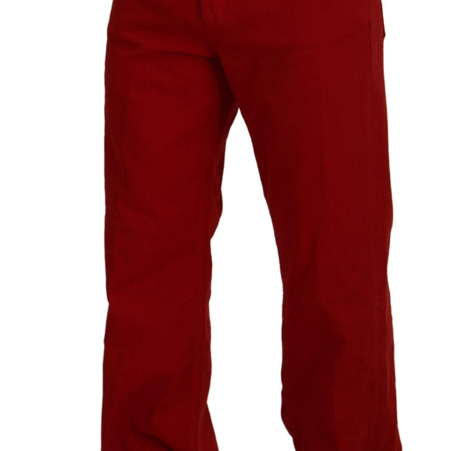 Dolce & Gabbana Red Cotton Straight Fit Men Denim Jeans