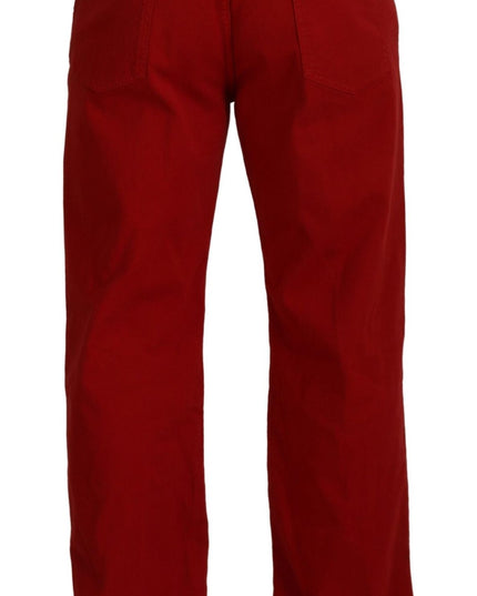 Dolce & Gabbana Red Cotton Straight Fit Men Denim Jeans