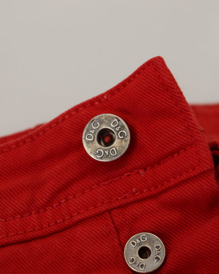 Dolce & Gabbana Red Cotton Straight Fit Men Denim Jeans