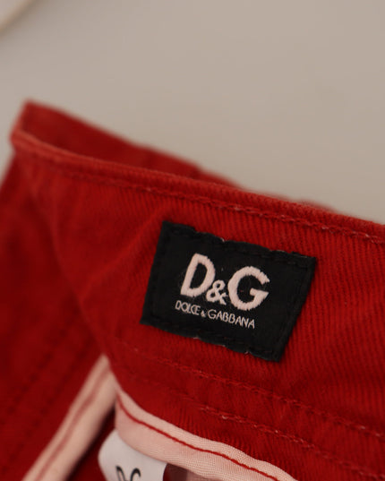 Dolce & Gabbana Red Cotton Straight Fit Men Denim Jeans