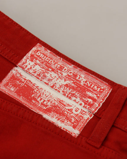 Dolce & Gabbana Red Cotton Straight Fit Men Denim Jeans
