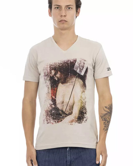 Trussardi Action Beige Cotton Men T-Shirt