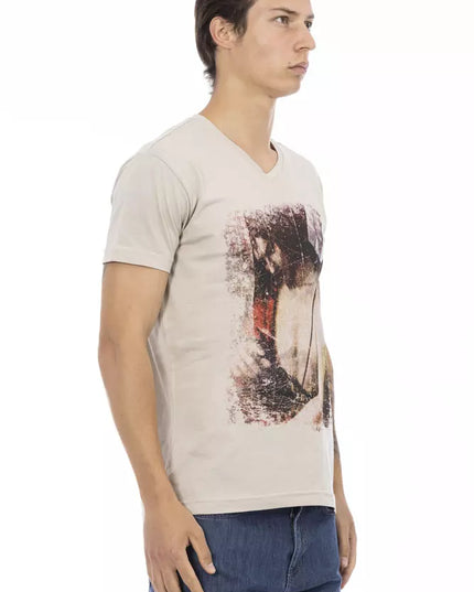Trussardi Action Beige Cotton Men T-Shirt