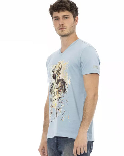 Trussardi Action Light Blue Cotton Men T-Shirt
