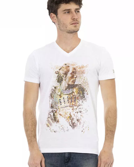 Trussardi Action White Cotton Men's V-Neck T-Shirt
