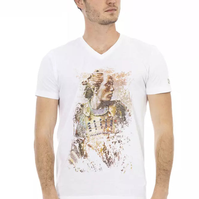 Trussardi Action White Cotton Men's V-Neck T-Shirt