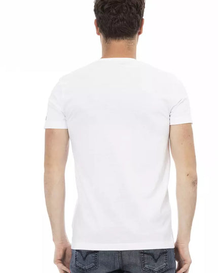 Trussardi Action White Cotton Men's V-Neck T-Shirt