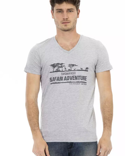 Trussardi Action Gray Cotton Men T-Shirt