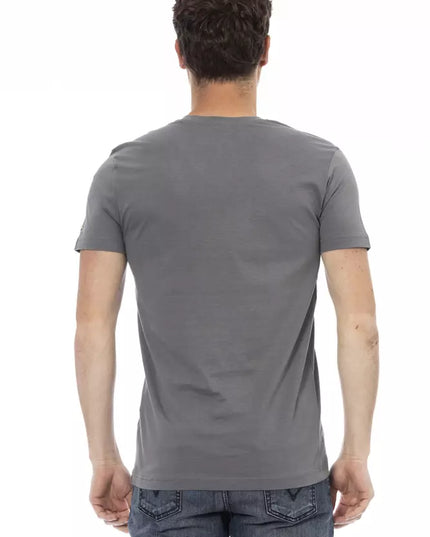 Trussardi Action Gray Cotton Men's V-Neck T-Shirt