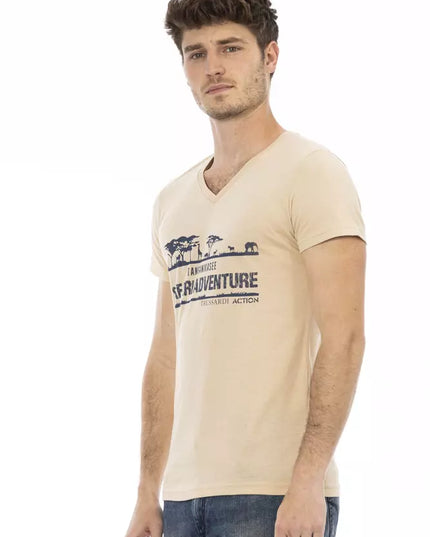 Trussardi Action Beige Cotton Men T-Shirt