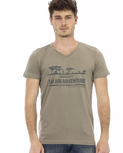 Trussardi Action Brown Cotton Men T-Shirt