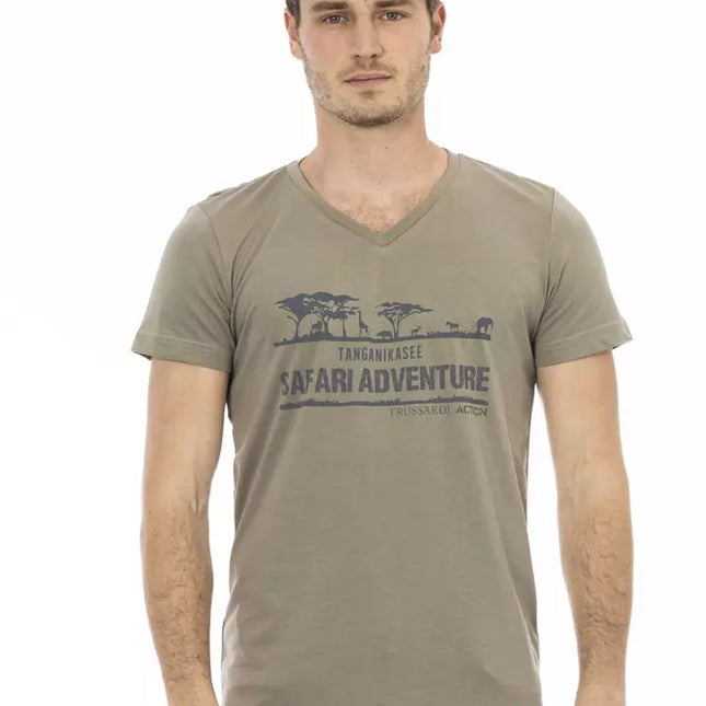 Trussardi Action Brown Cotton Men T-Shirt