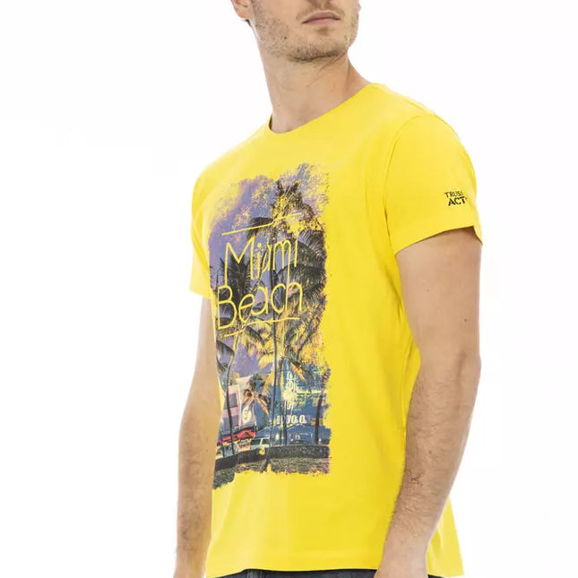 Trussardi Action Yellow Cotton Men T-Shirt