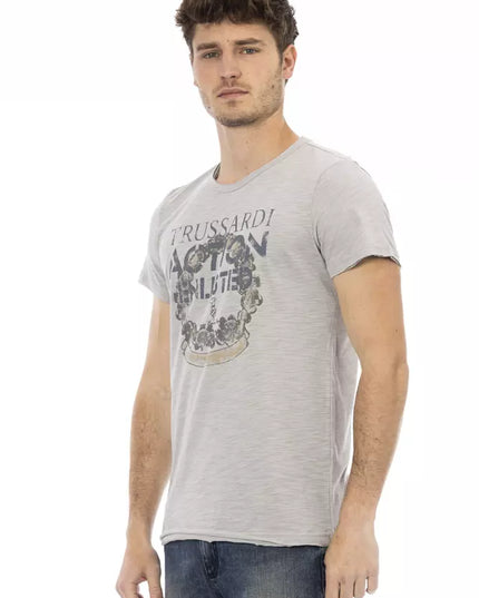 Trussardi Action Gray Cotton Men T-Shirt
