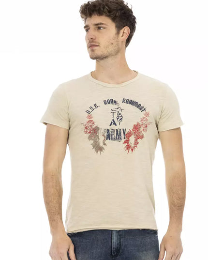 Trussardi Action Beige Cotton Men T-Shirt