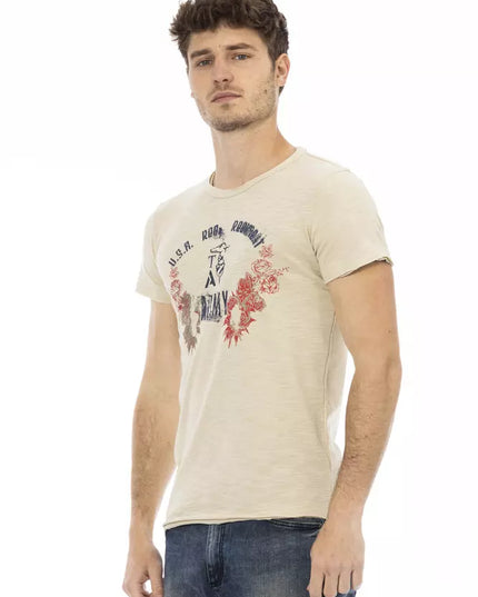 Trussardi Action Beige Cotton Men T-Shirt