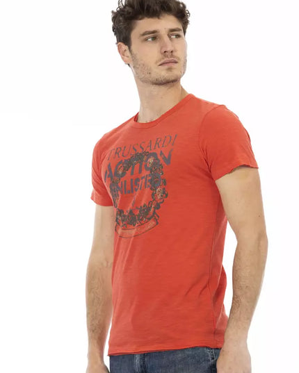 Trussardi Action Red Cotton Men T-Shirt