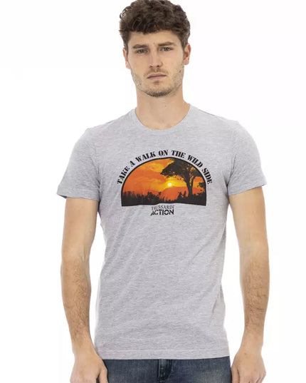 Trussardi Action Gray Cotton Men T-Shirt