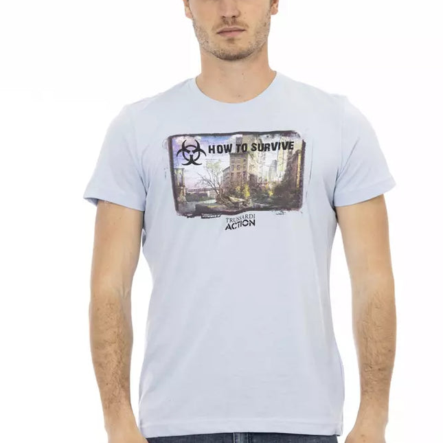Trussardi Action Light Blue Cotton Men T-Shirt