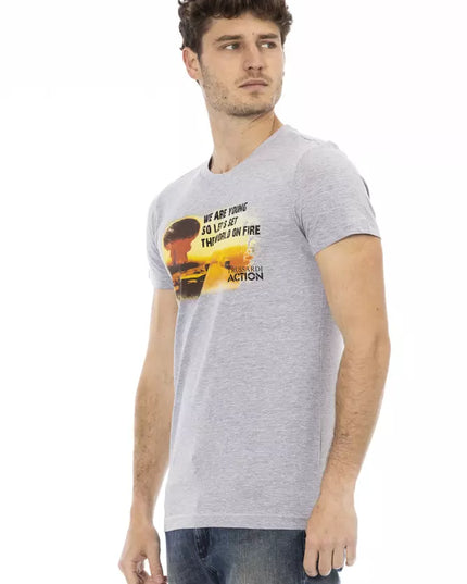 Trussardi Action Gray Cotton Men T-Shirt