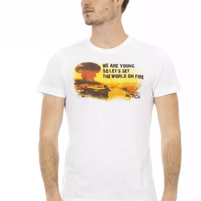 Trussardi Action White Cotton Men T-Shirt