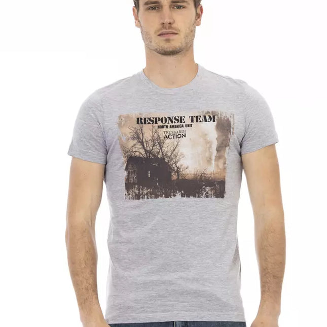 Trussardi Action Gray Cotton Men T-Shirt