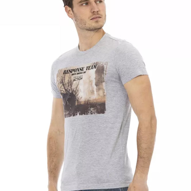 Trussardi Action Gray Cotton Men T-Shirt
