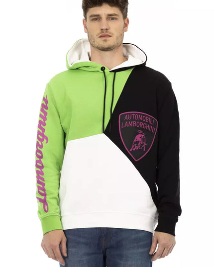 Automobili Lamborghini White Cotton Men's Hooded Sweater