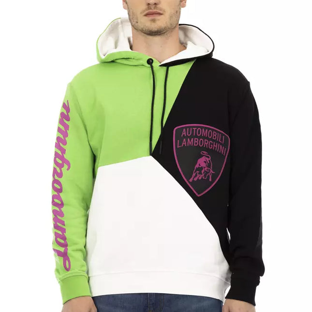 Automobili Lamborghini White Cotton Men's Hooded Sweater