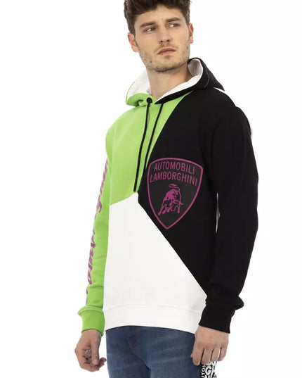 Automobili Lamborghini White Cotton Men's Hooded Sweater