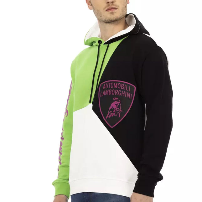 Automobili Lamborghini White Cotton Men's Hooded Sweater