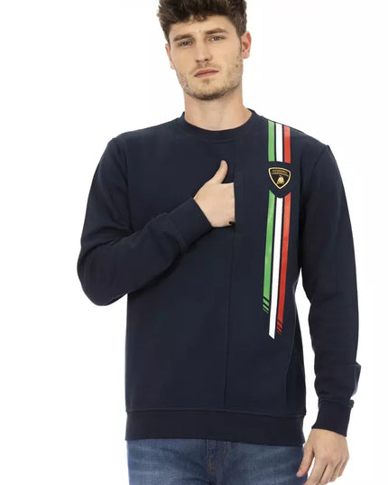 Automobili Lamborghini Blue Cotton Men's Sweater