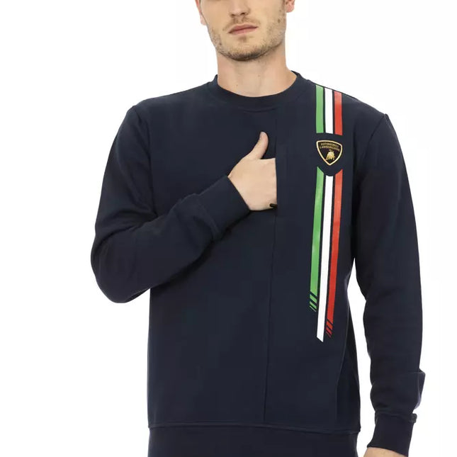 Automobili Lamborghini Blue Cotton Men's Sweater